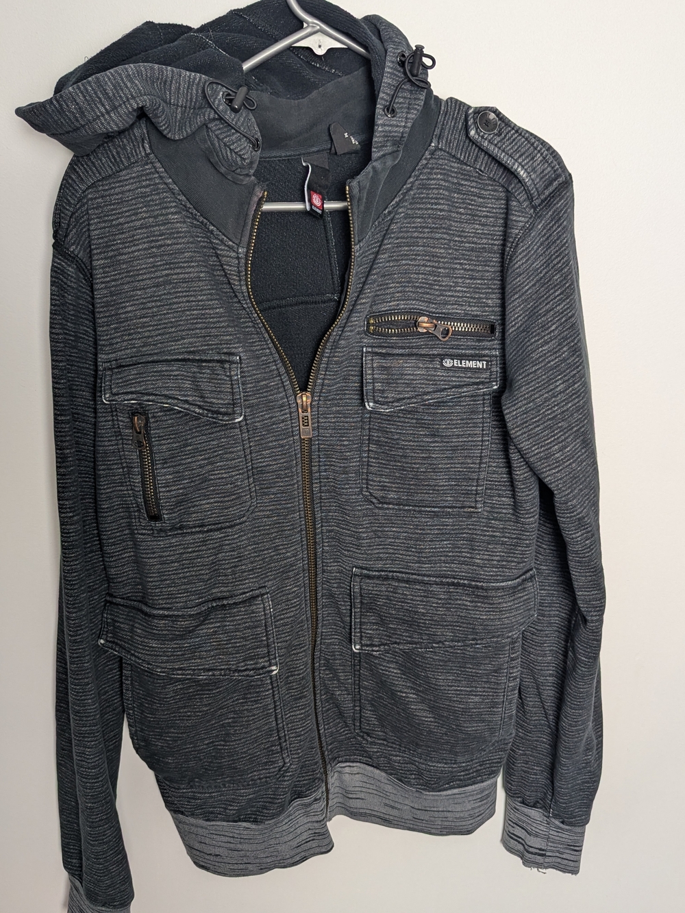 Element Men's Dark Charcoal Zip-Up Hooded Sweater Jacket
